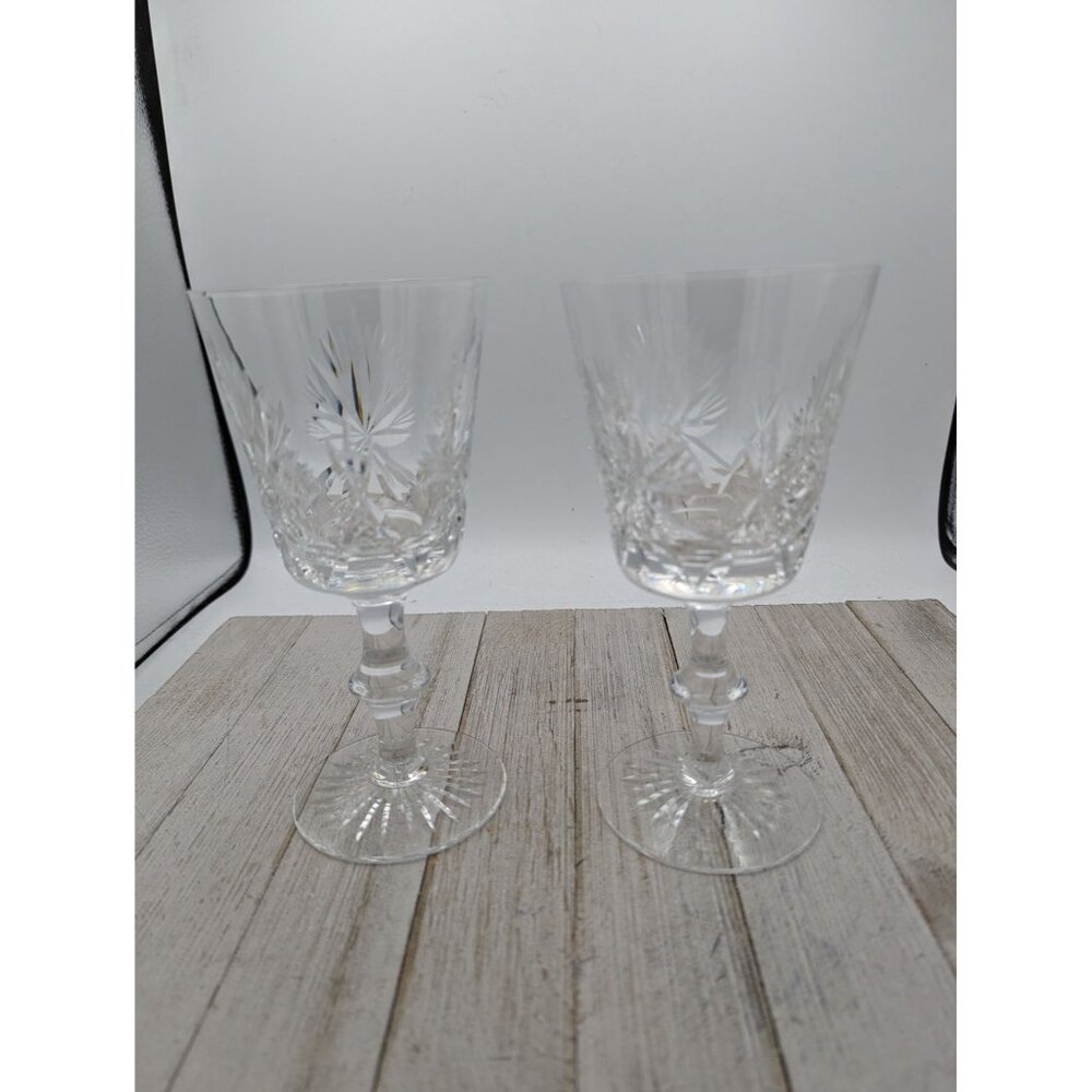 Edinburgh Crystal Star of Edinburgh Water Glasses Scotland 7" Stemmed Set of 2